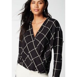 J. Jill Soft-Brushed Plaid Twist-Front Shirt NWT
